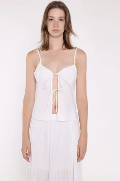 Glamorous Blouses & Shirts|White Tie-Front Top -