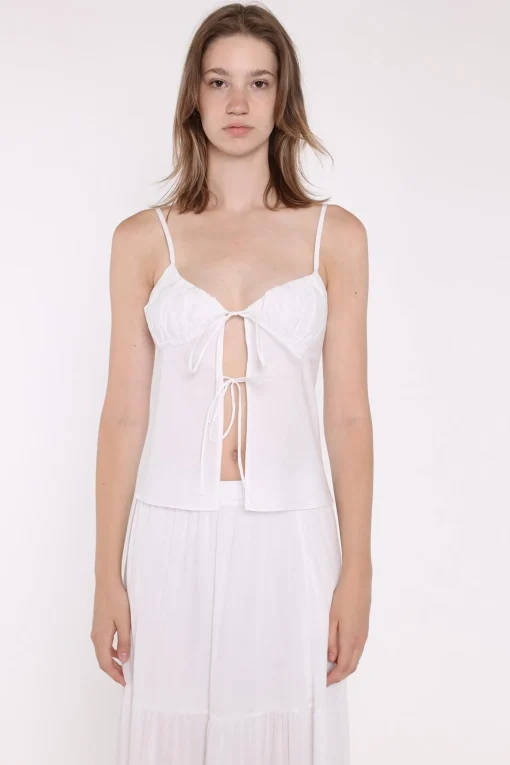 Glamorous Blouses & Shirts|White Tie-Front Top -