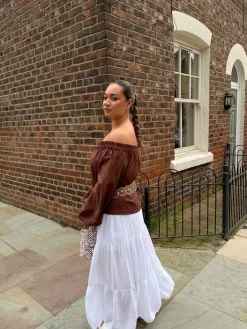 Glamorous Maxi Skirts|White Tiered Maxi-Skirt -