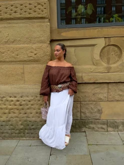 Glamorous Maxi Skirts|White Tiered Maxi-Skirt -