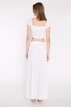 Glamorous Maxi Skirts|White Tiered Maxi-Skirt -