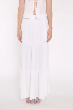 Glamorous Maxi Skirts|White Tiered Maxi-Skirt -