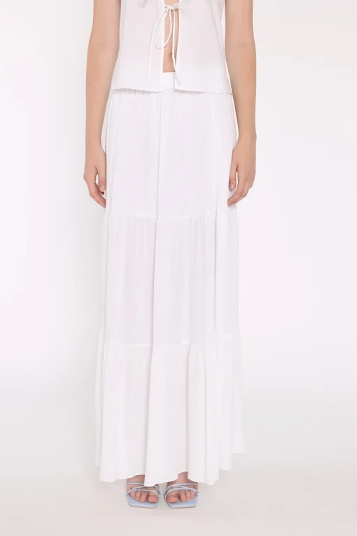 Glamorous Maxi Skirts|White Tiered Maxi-Skirt -