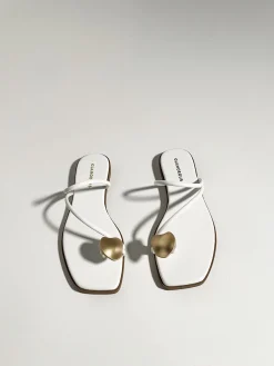 Glamorous Flat Shoes|Sandals|White Toe-Thong-Flat-Sandals -