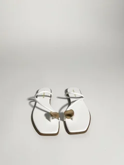 Glamorous Flat Shoes|Sandals|White Toe-Thong-Flat-Sandals -