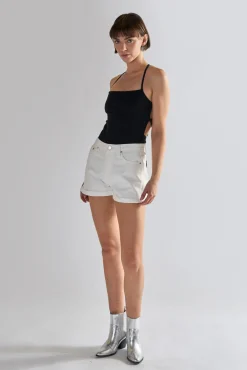 Glamorous Denim Shorts|White Turn-Up Denim-Shorts -