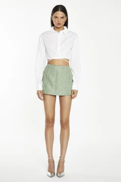 Glamorous Blouses & Shirts|White Waist-Tie Crop-Shirt -