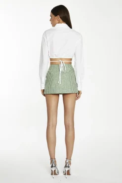 Glamorous Blouses & Shirts|White Waist-Tie Crop-Shirt -