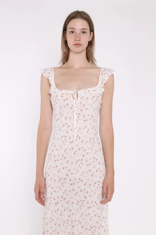 Glamorous Day Dresses|Midi & Midaxi Dresses|White-Base Floral Ruffle Neck Midaxi-Dress -