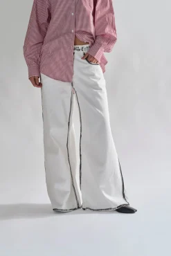 Glamorous Wide Leg Jeans|Wide Leg Trousers|White-Black Edges Wide-Leg Jeans -