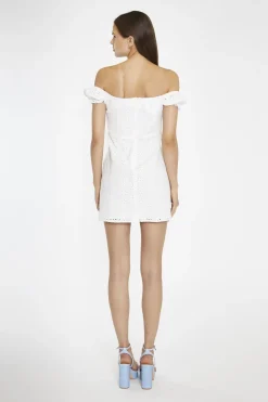 Glamorous Day Dresses|Mini Dresses|White-Broderie Bardot Corset Mini-Dress -