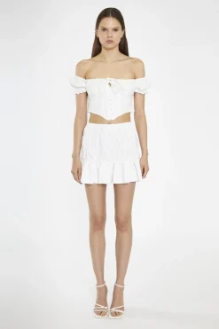 Glamorous Chic Escapes|Crops, Corsets & Bodysuits|White-Broderie Bardot Corset-Top -
