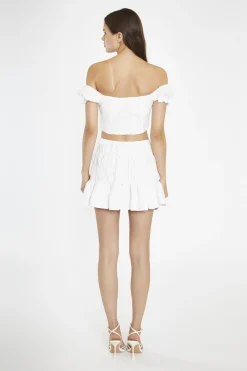 Glamorous Chic Escapes|Crops, Corsets & Bodysuits|White-Broderie Bardot Corset-Top -