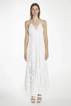 Glamorous Day Dresses|Maxi Dresses|White-Broderie Halterneck Maxi-Dress -