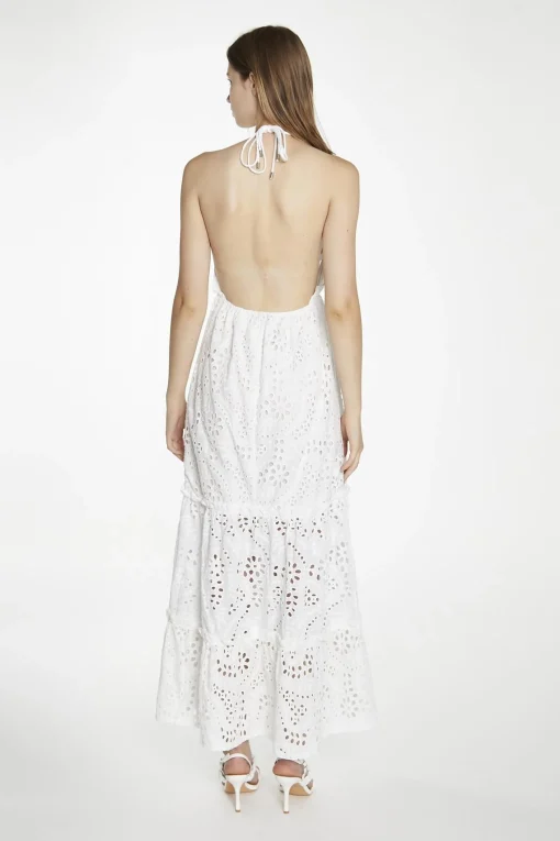 Glamorous Day Dresses|Maxi Dresses|White-Broderie Halterneck Maxi-Dress -
