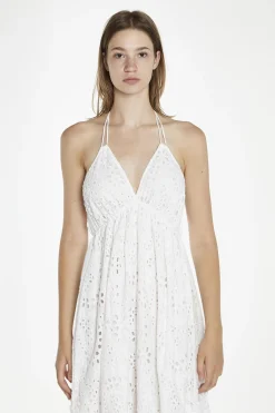 Glamorous Day Dresses|Maxi Dresses|White-Broderie Halterneck Maxi-Dress -