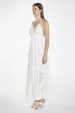 Glamorous Day Dresses|Maxi Dresses|White-Broderie Halterneck Maxi-Dress -