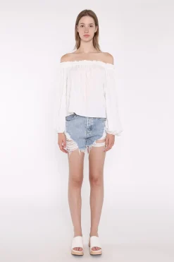 Glamorous Blouses & Shirts|White-Check Swing Bardot-Top -