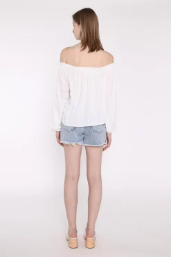 Glamorous Blouses & Shirts|White-Check Swing Bardot-Top -