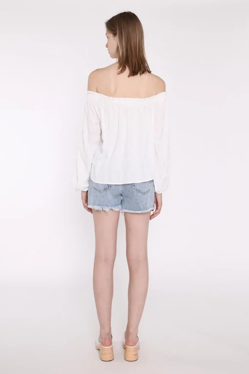 Glamorous Blouses & Shirts|White-Check Swing Bardot-Top -