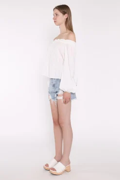 Glamorous Blouses & Shirts|White-Check Swing Bardot-Top -
