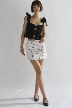 Glamorous Denim Skirts|Mini Skirts|White-Ditsy-Denim Mini-Skirts -