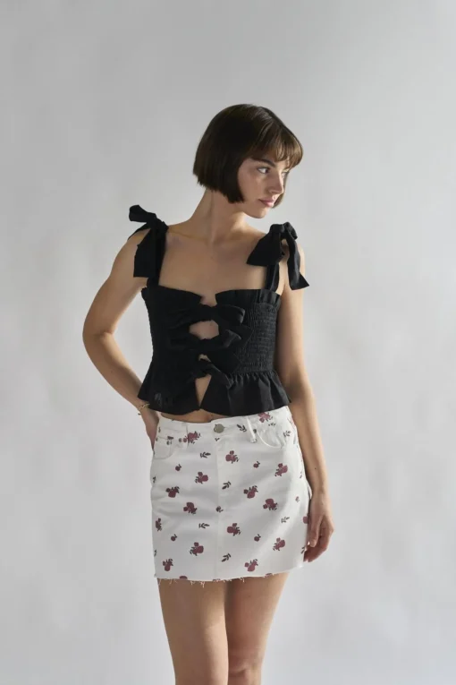 Glamorous Denim Skirts|Mini Skirts|White-Ditsy-Denim Mini-Skirts -