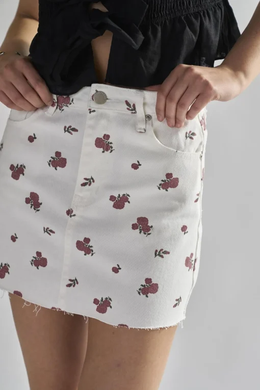 Glamorous Denim Skirts|Mini Skirts|White-Ditsy-Denim Mini-Skirts -