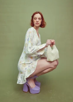 Glamorous Mini Dresses|Mini Dresses|White-Pastel Broderie Long Sleeve Mini Dress -