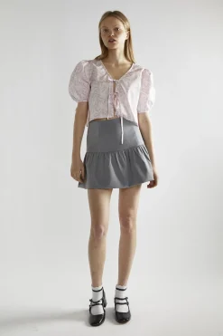 Glamorous Blouses & Shirts|White-Pink Bow Tie-Front Top -