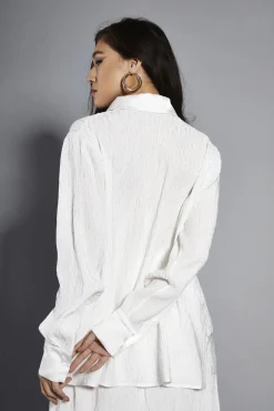 Glamorous Going Out Tops|Glamorous Studio|White-Plisse Oversized-Shirt -