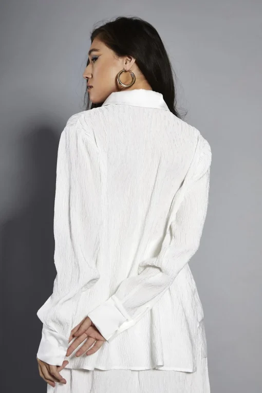 Glamorous Going Out Tops|Glamorous Studio|White-Plisse Oversized-Shirt -