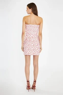 Glamorous Day Dresses|Mini Dresses|White-Red Daisy Fitted Bandeau Mini-Dress -