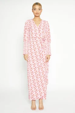 Glamorous Best Dressed Guest|Day Dresses|White-Red-Pink-Floral Wrap Maxi Dress -