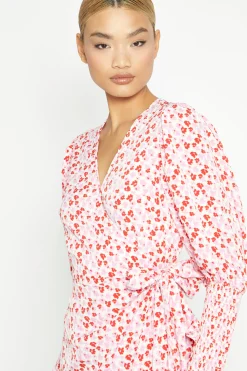 Glamorous Best Dressed Guest|Day Dresses|White-Red-Pink-Floral Wrap Maxi Dress -