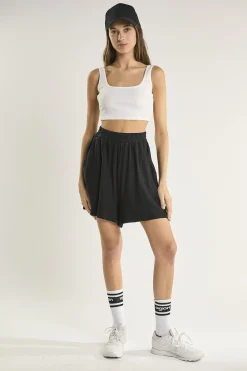 Glamorous Loungewear|White-Rib Square-Neck Crop-Top -