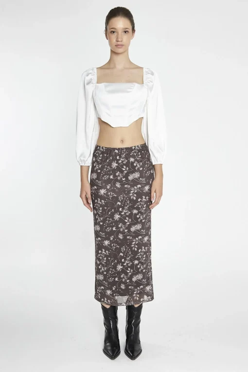 Glamorous Crops, Corsets & Bodysuits|Blouses & Shirts|White-Satin Corset Crop-Top -