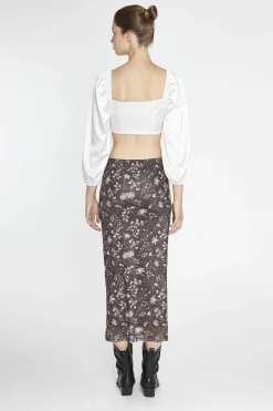 Glamorous Crops, Corsets & Bodysuits|Blouses & Shirts|White-Satin Corset Crop-Top -