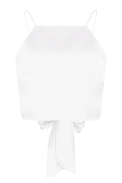 Glamorous Crops, Corsets & Bodysuits|White-Satin Tie-Back Crop-Top -