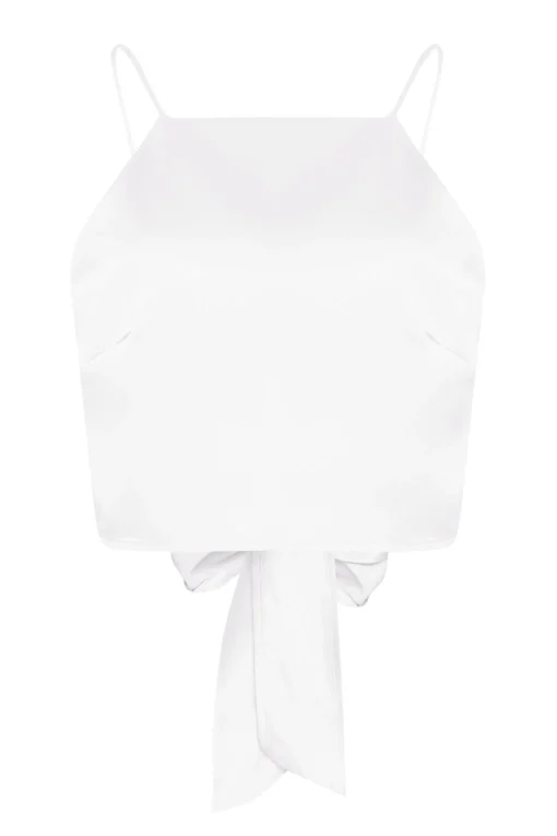 Glamorous Crops, Corsets & Bodysuits|White-Satin Tie-Back Crop-Top -