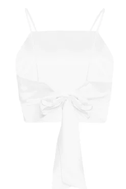 Glamorous Crops, Corsets & Bodysuits|White-Satin Tie-Back Crop-Top -