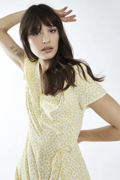 Glamorous Playsuits|White-Yellow Ditsy V-Neck -Playsuit -