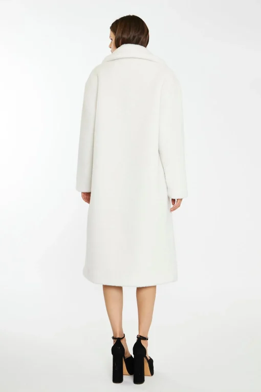 Glamorous Faux Fur & Leather|Longline Coats|Winter White Longline Faux Fur Coat -