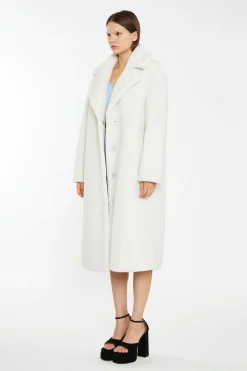 Glamorous Faux Fur & Leather|Longline Coats|Winter White Longline Faux Fur Coat -