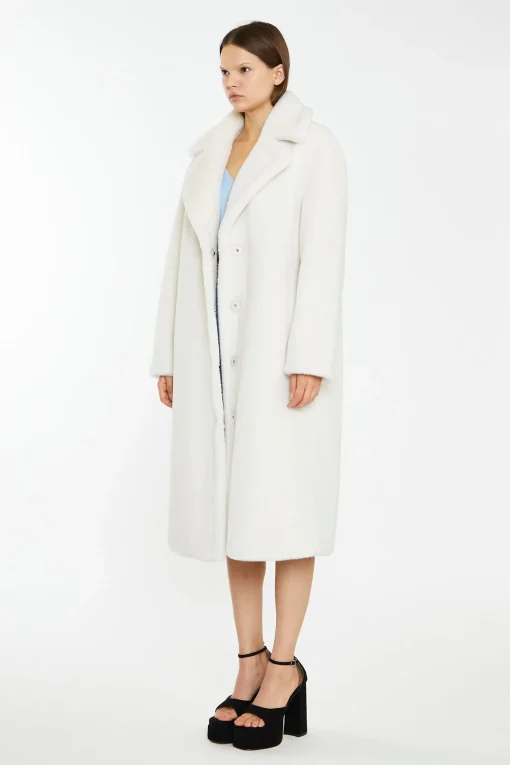 Glamorous Faux Fur & Leather|Longline Coats|Winter White Longline Faux Fur Coat -
