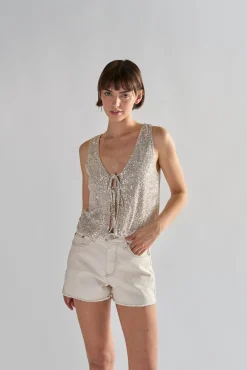 Glamorous Denim Shorts|Womens High Waisted Ecru Denim Shorts -