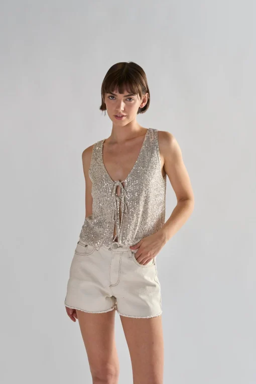 Glamorous Denim Shorts|Womens High Waisted Ecru Denim Shorts -