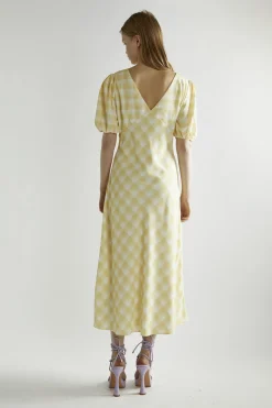 Glamorous Day Dresses|Midi & Midaxi Dresses|Yellow Ombre-Check A-Line Midi-Dress -