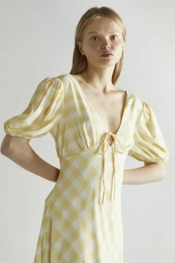 Glamorous Day Dresses|Midi & Midaxi Dresses|Yellow Ombre-Check A-Line Midi-Dress -