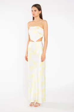 Glamorous Graduation|Co-ords|Yellow Print-Satin Bandanna-Scarf Crop-Top -